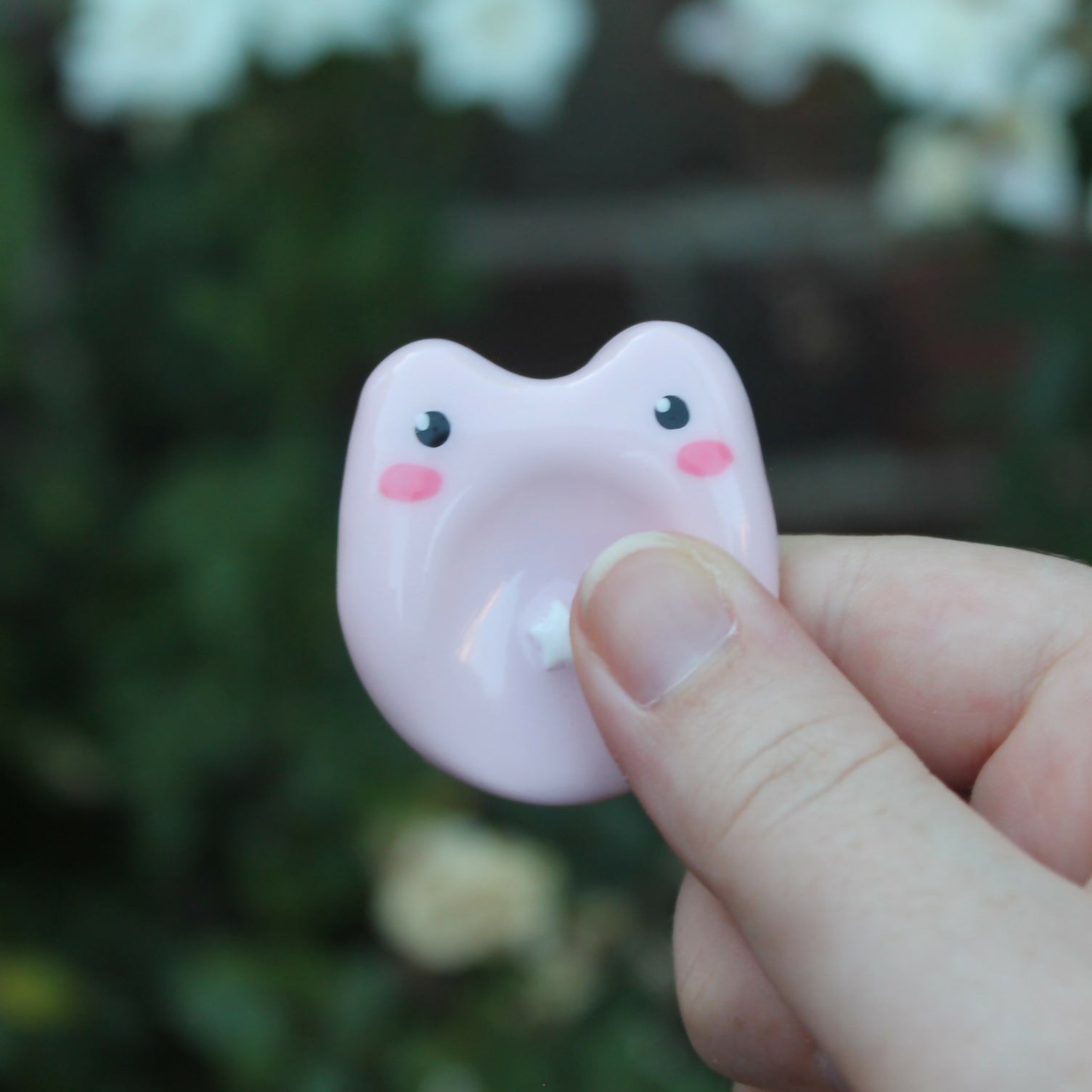 Handmade Polymer Clay Pink Frog Worry Stone
