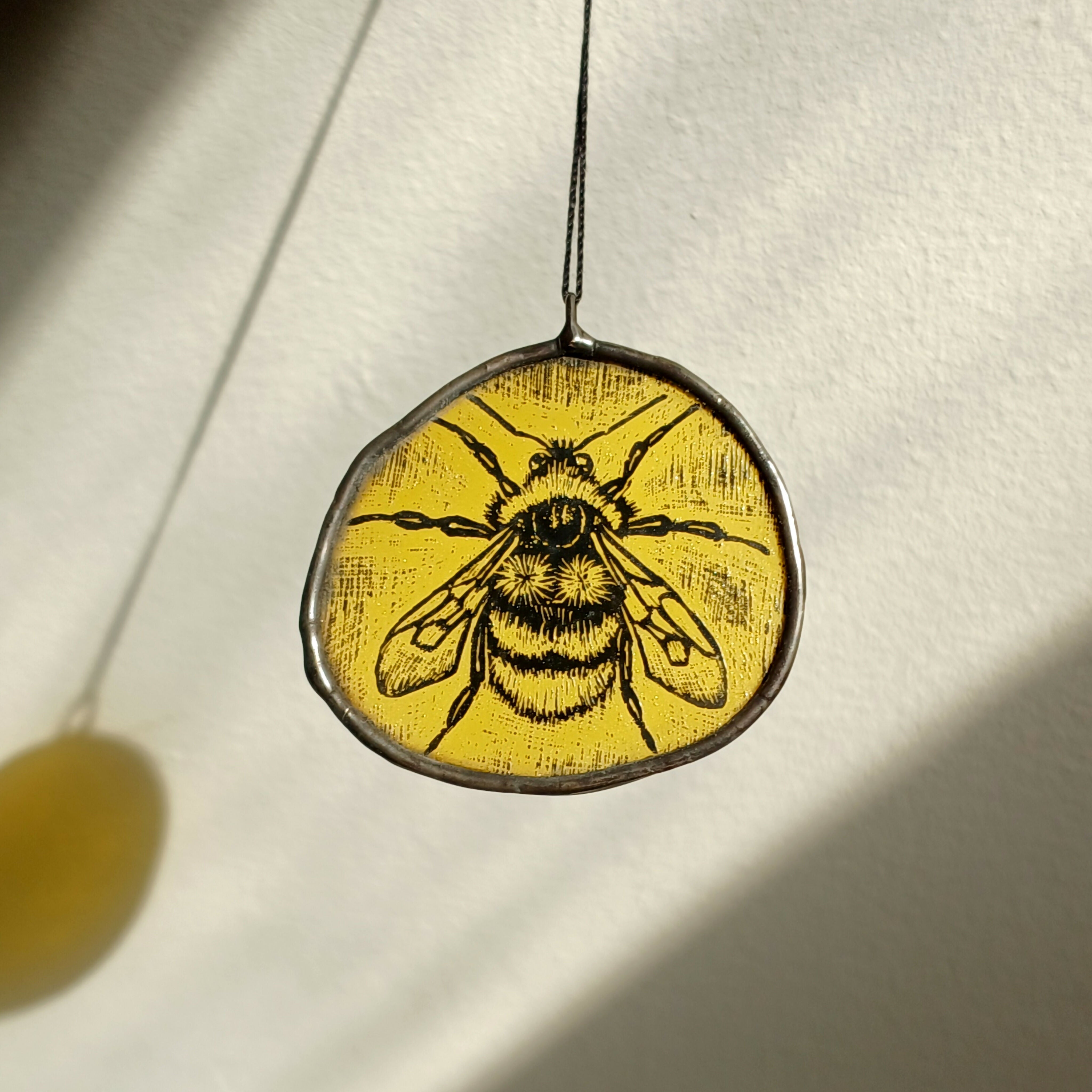 Stained Glass Bumblebee Window Hanging