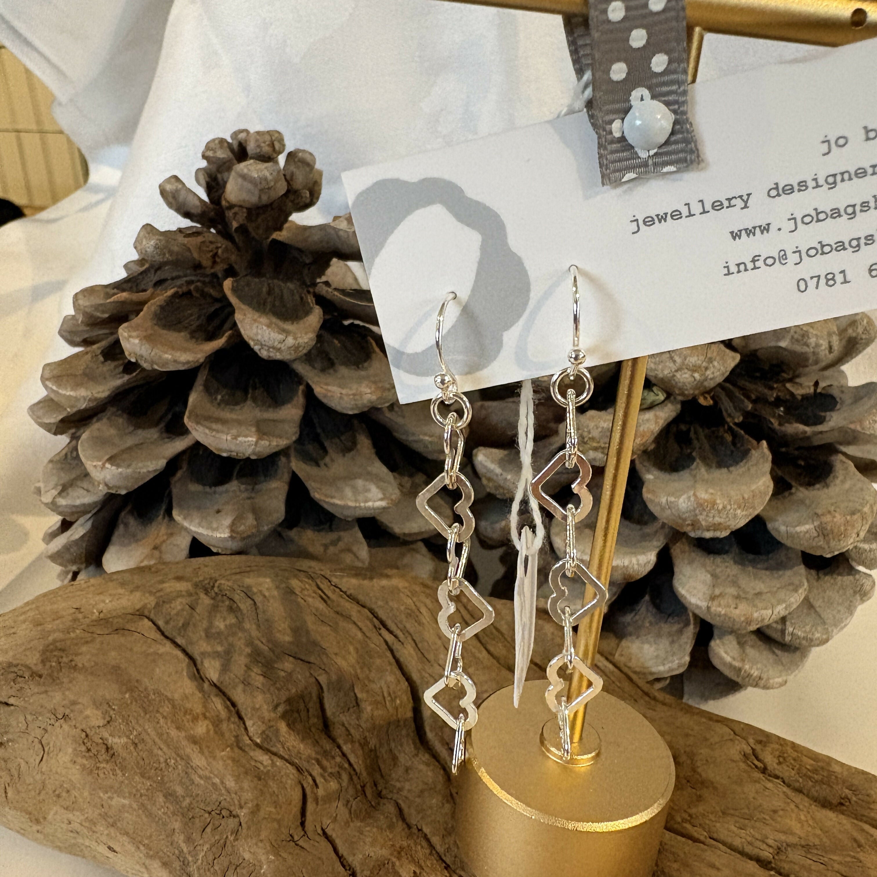 Sterling Silver Heart Link Drop Earrings