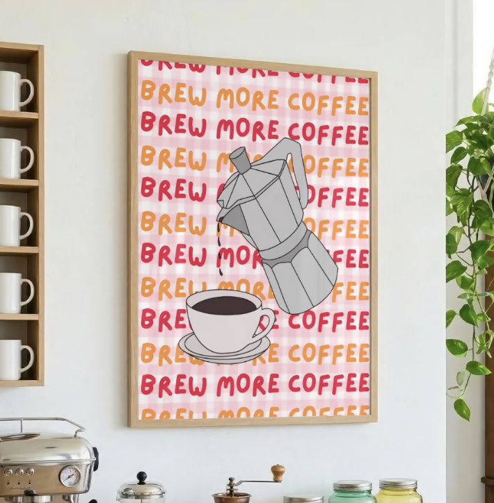Brew More Coffee Print A4