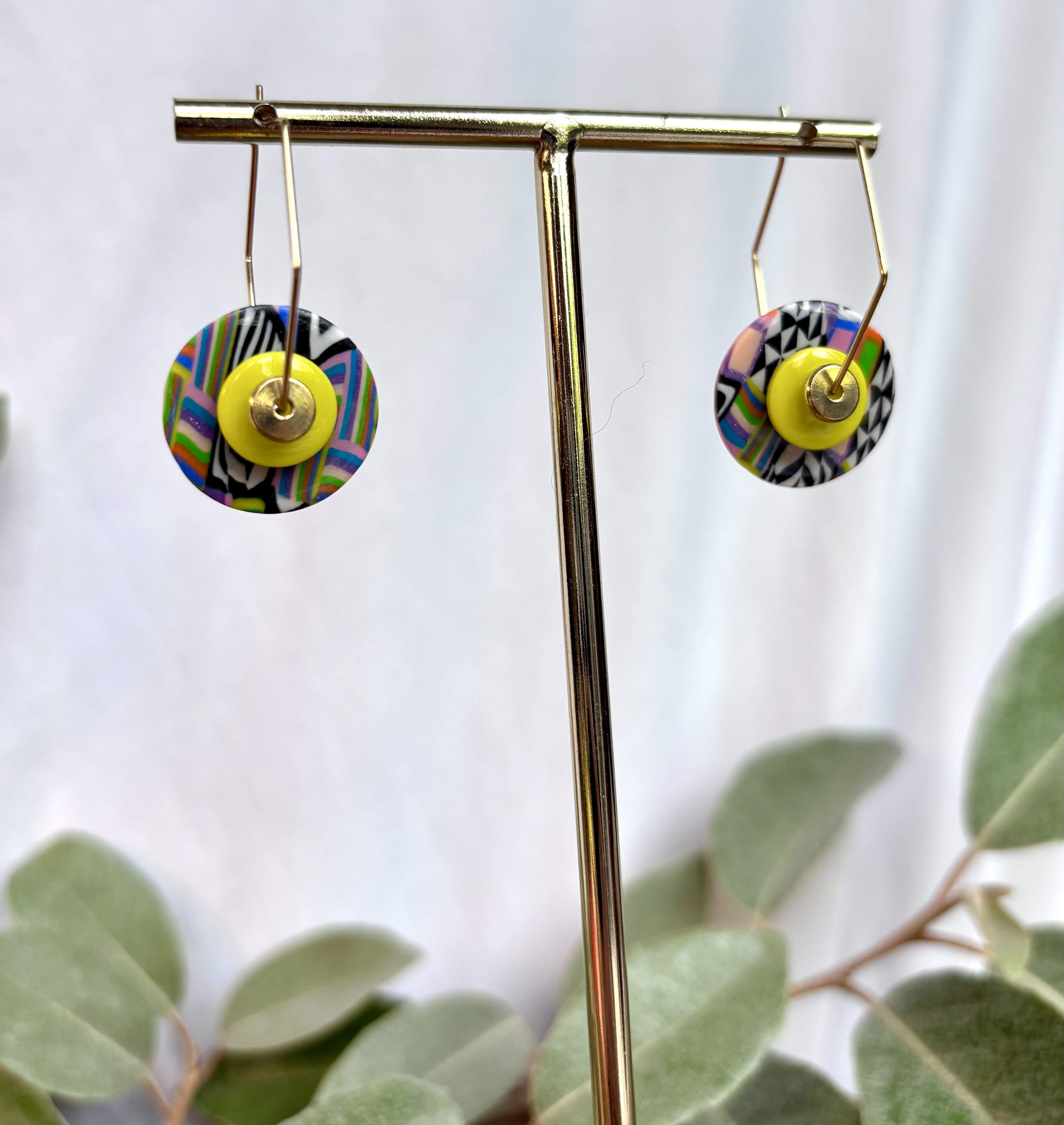 Funky Pattern Collection - Hoops Polymer Clay Earrings