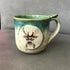 Handpainted Animal Mug Green/ cream /brown