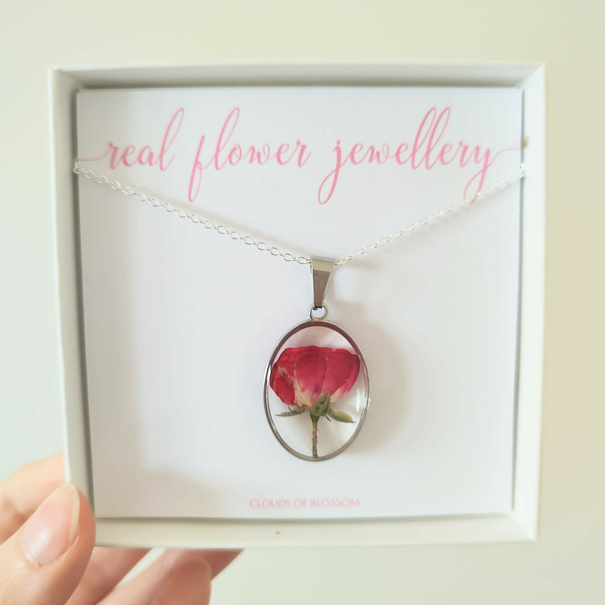 Pressed Rose Necklace Stainless Steel