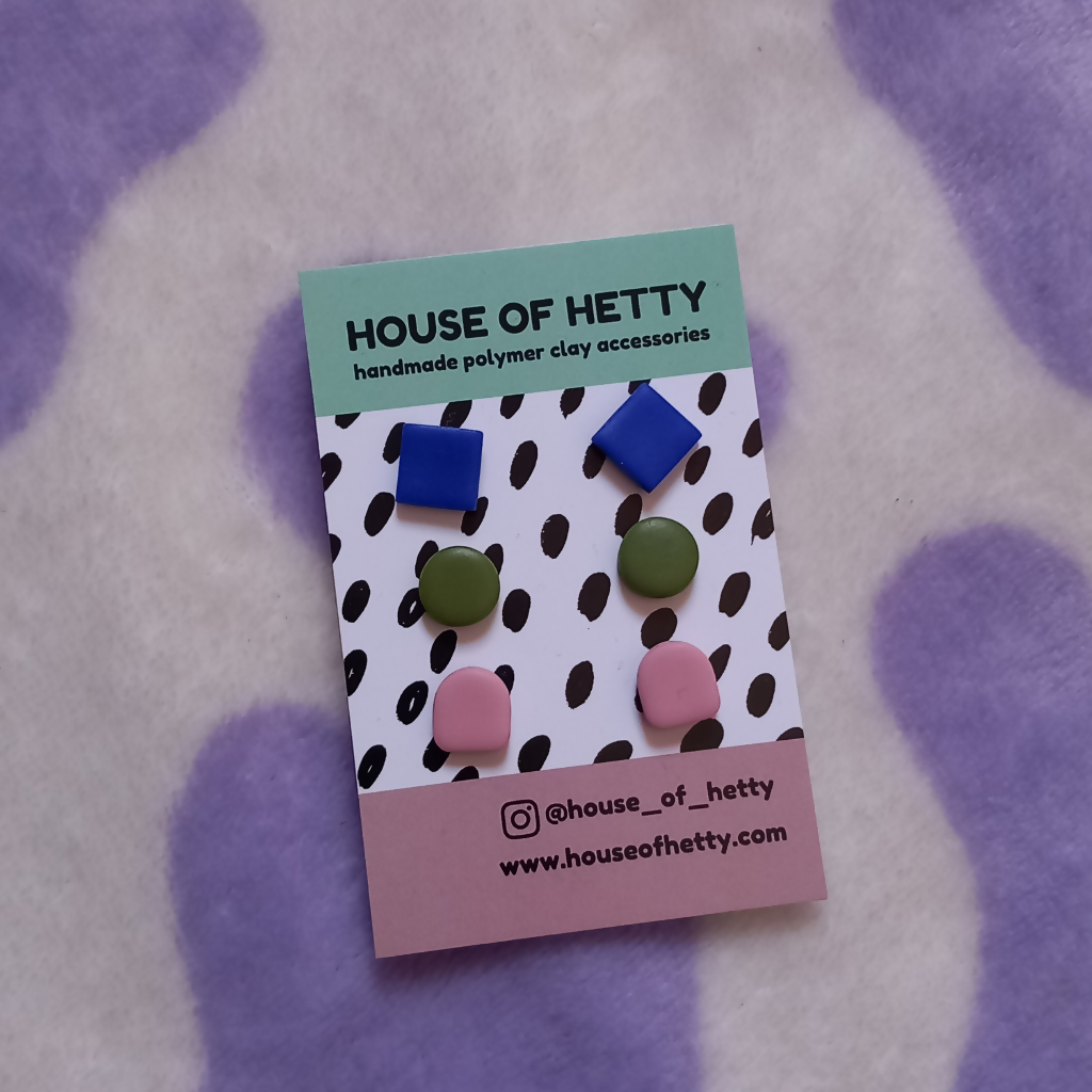 Polymer Clay Small Geometric Stud Pack