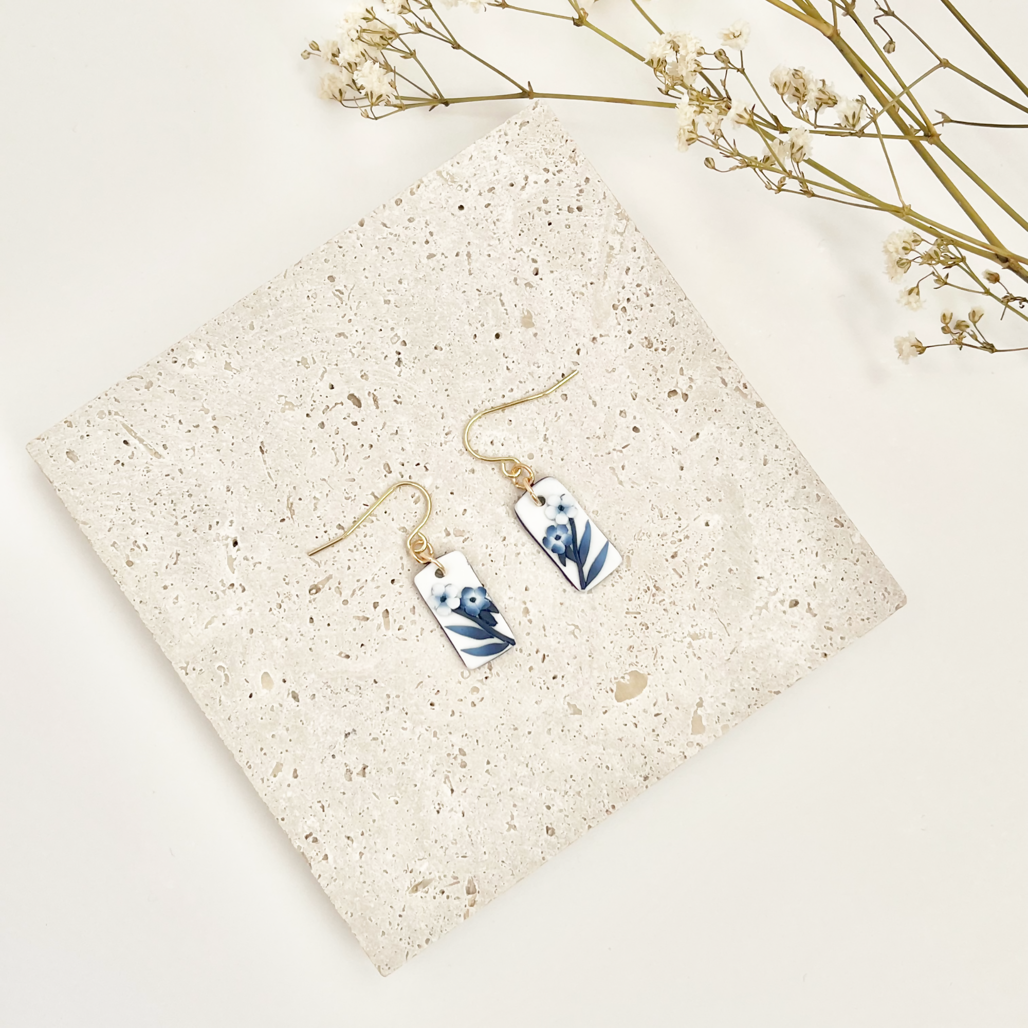 Blue China No. 8 - Handmade Polymer Clay Earrings