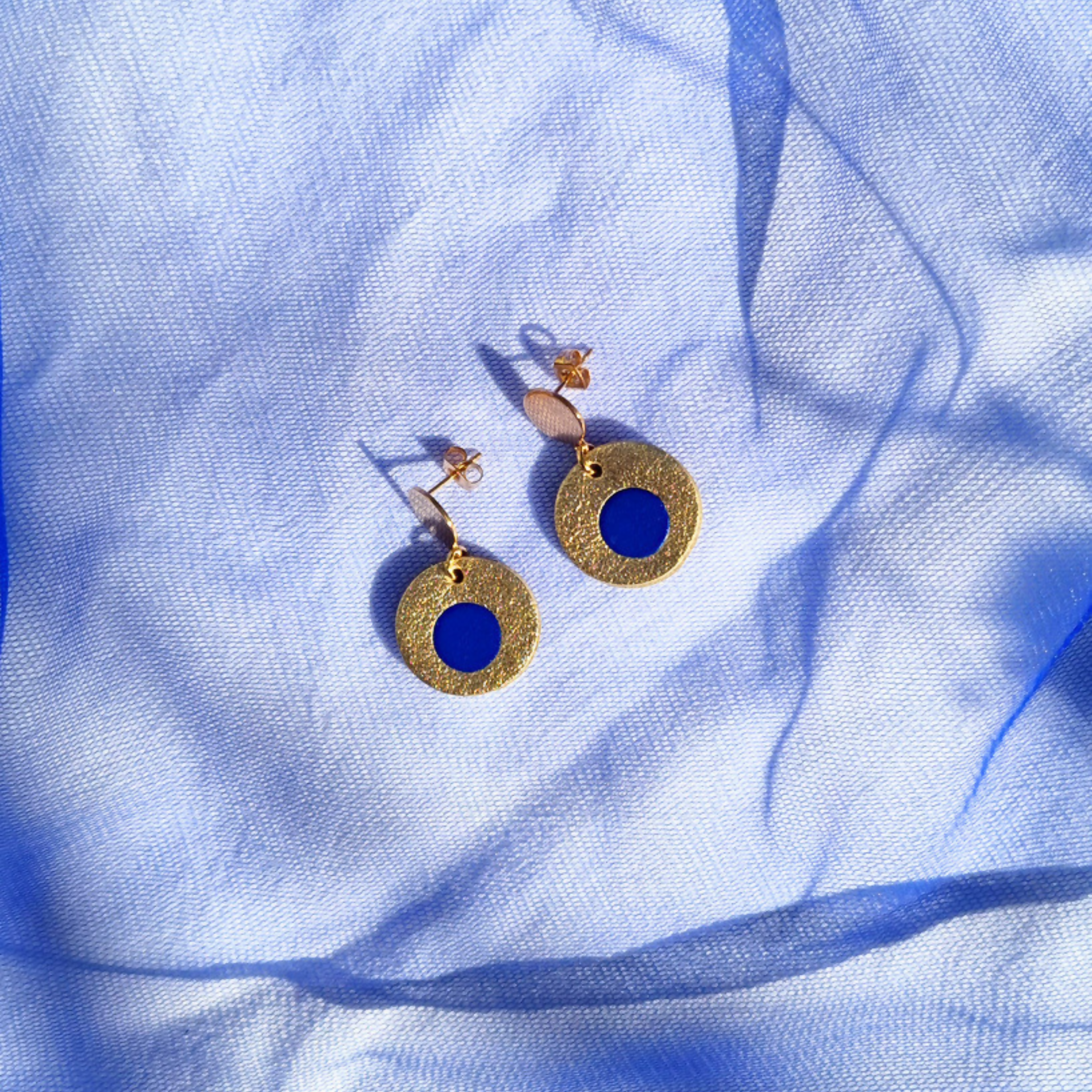 Gold Inlayed Circles Cobalt Blue