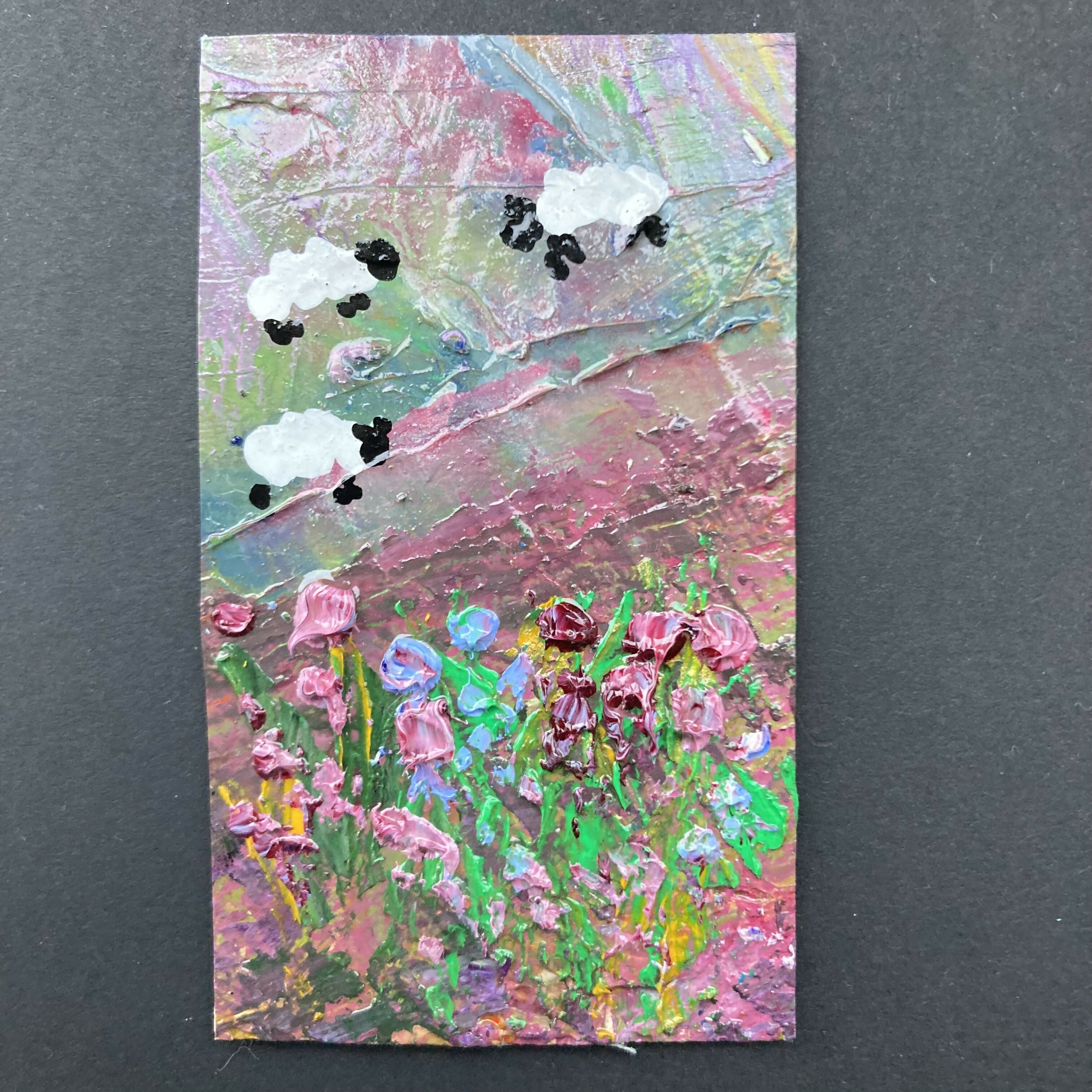 3 Sheep Oil Painting Mini Canvas Fridge Magnet