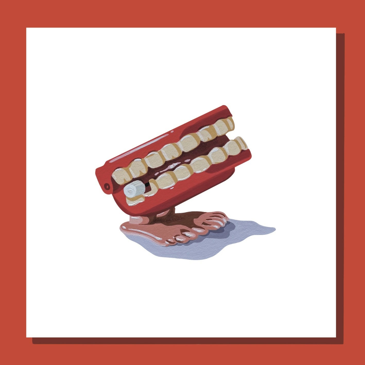 Retro Walking Teeth Greetings Card