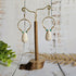 White Howlite Hoop Earrings; Hammered Brass Wire Boho Crystal Turquoise Thai Earrings