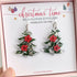 Real Christmas Tree Leaves and Red Flowers Earrings Sterling Silver