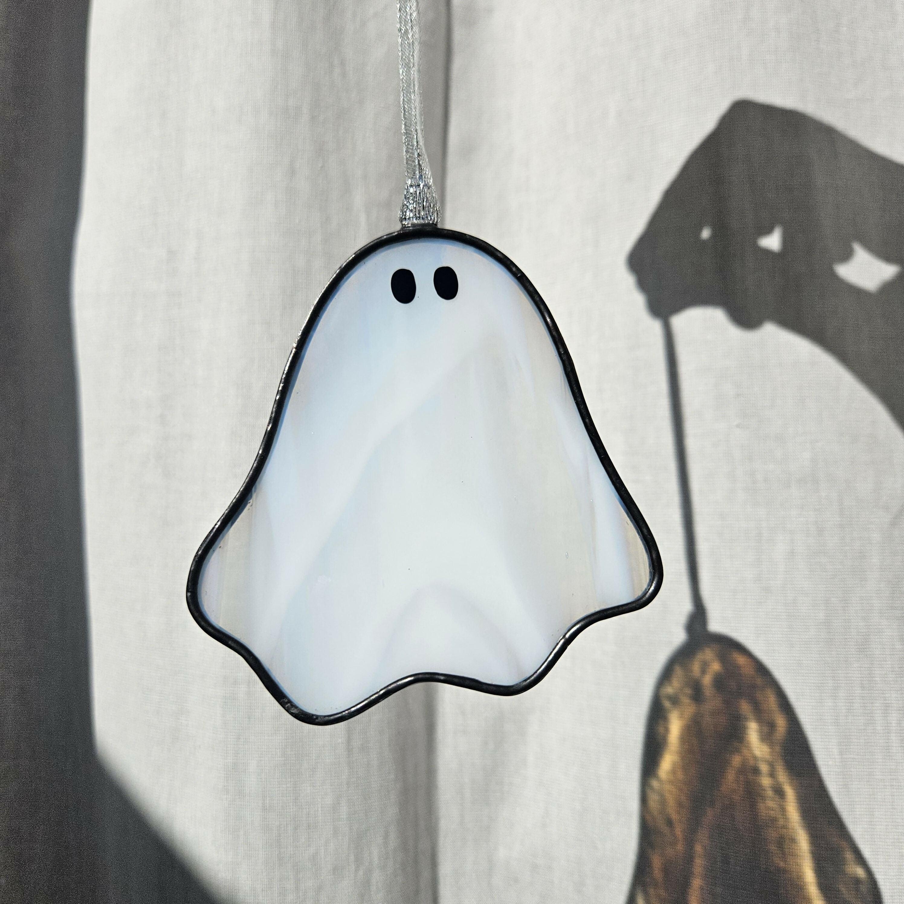 Streaky White Ghost Stained Glass Decoration