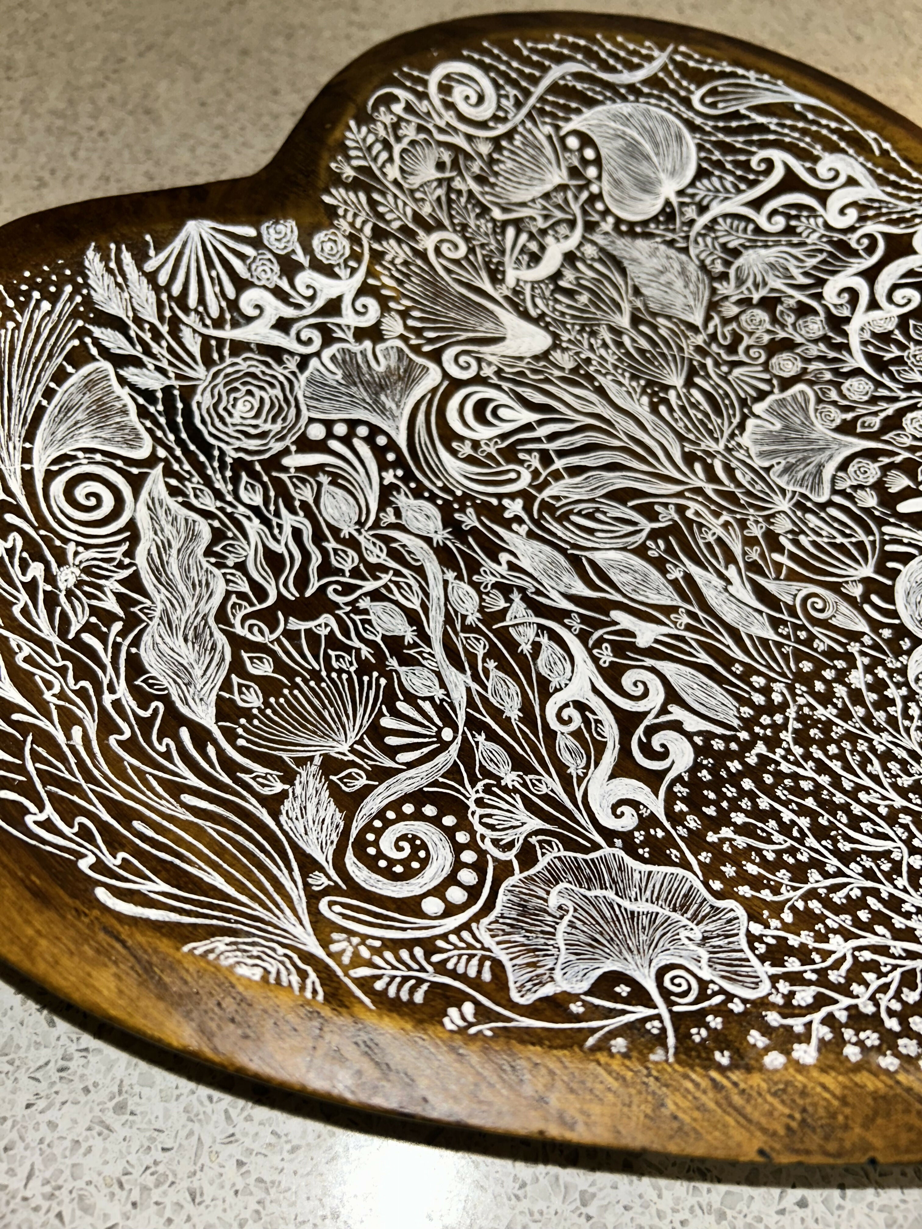 ORIGINAL ARTWORK ON MANGO WOOD HEART