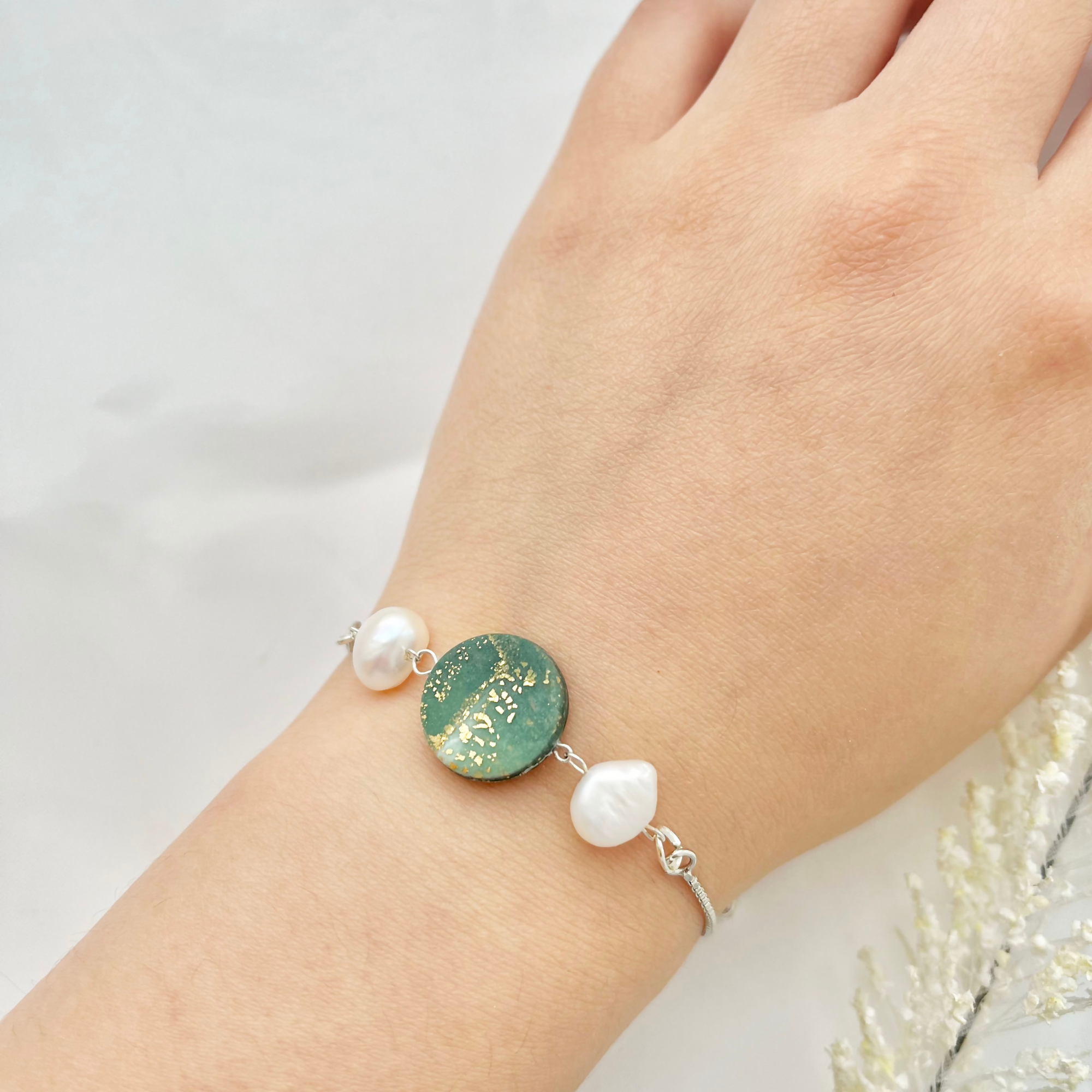 Clay and Pearl Bracelets - Handmade Polymer Clay Bracelets