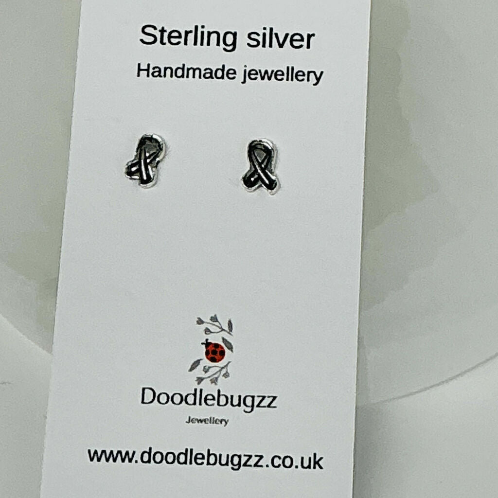 Sterling Silver Awareness Ribbon Stud Earrings
