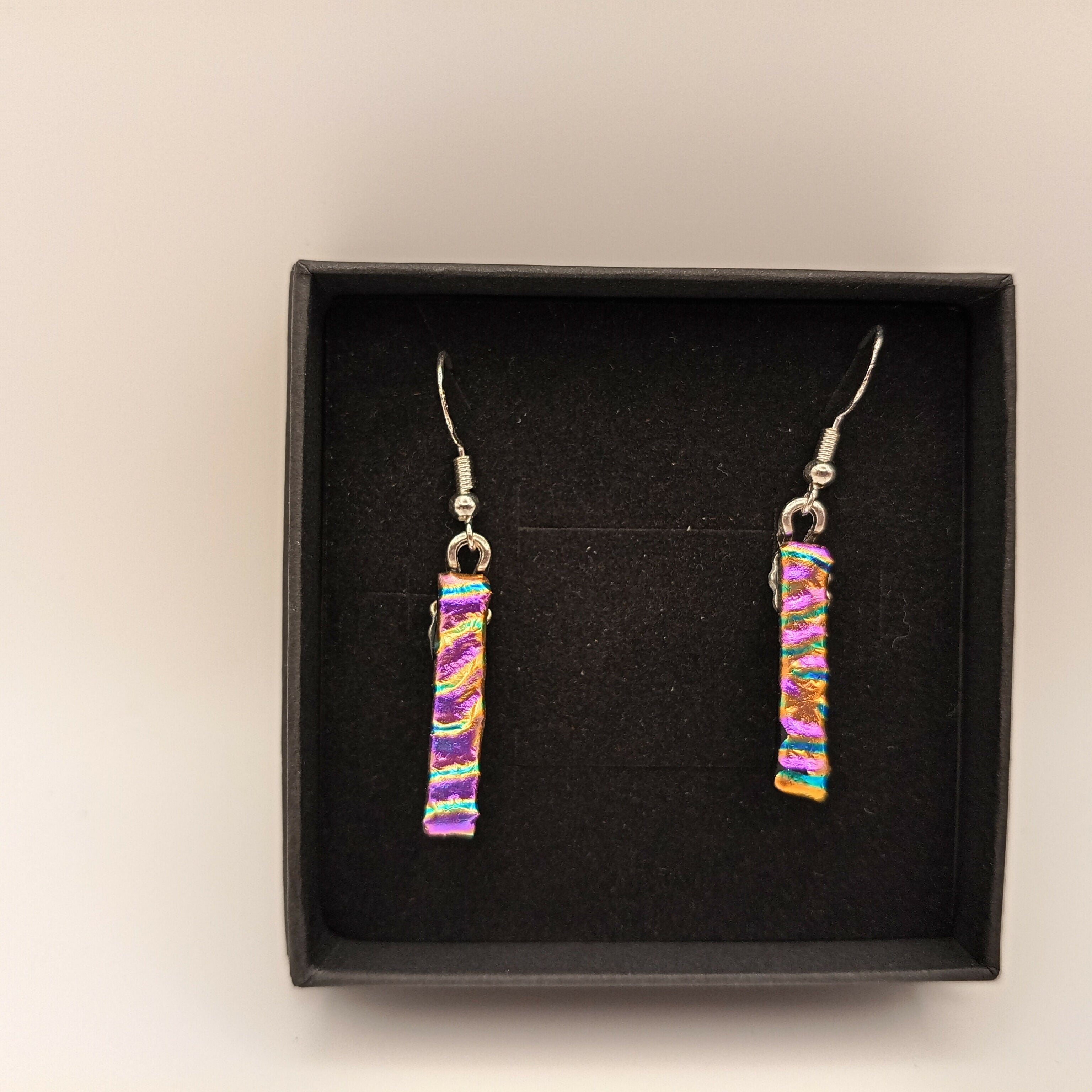 Pink and Gold Dichroic Earrings