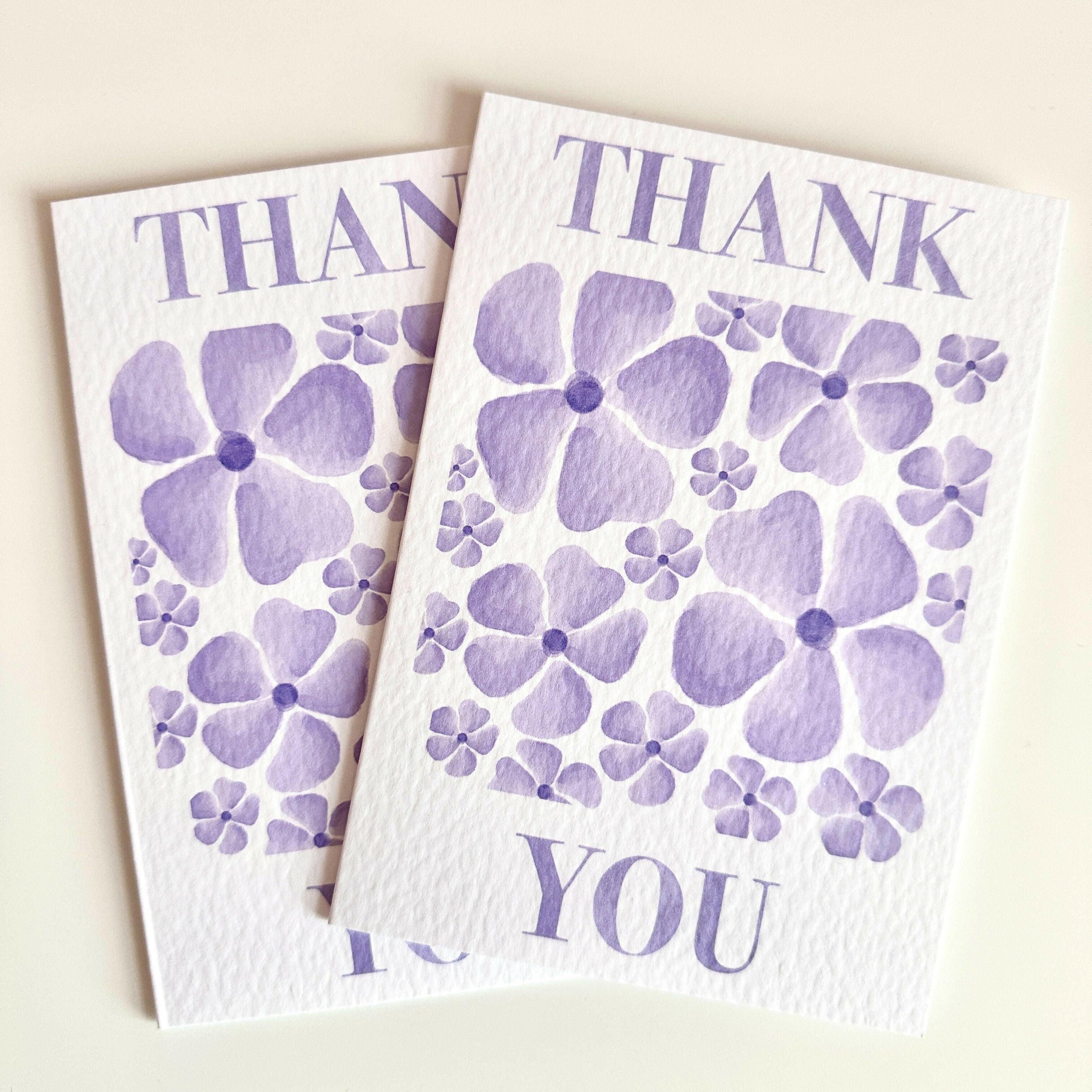 Purple Floral Thank You Card
