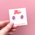Mini Leopard Print Circle Stud Earrings in Bright Pink and Silver
