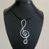 Treble Clef Music Note Aluminium Pendant Black Cord Necklace