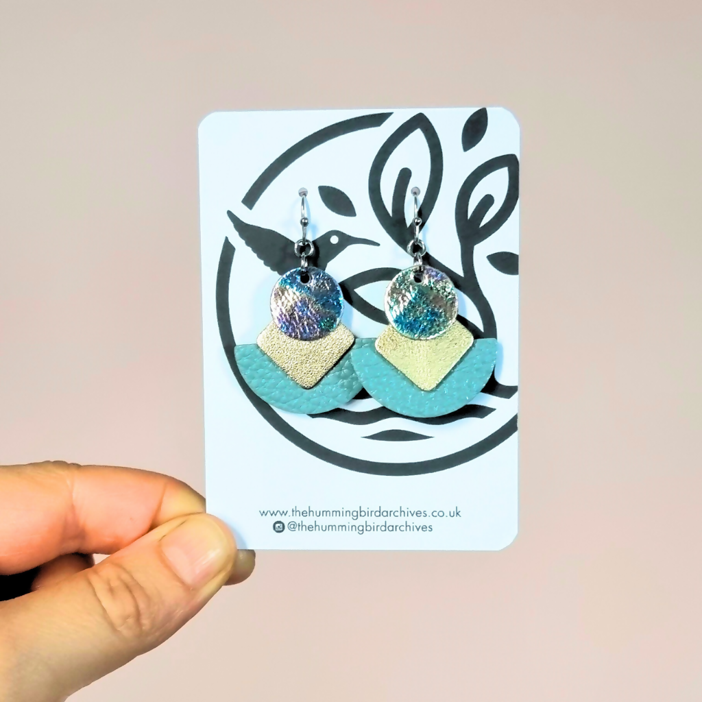 Blue and Gold Earrings