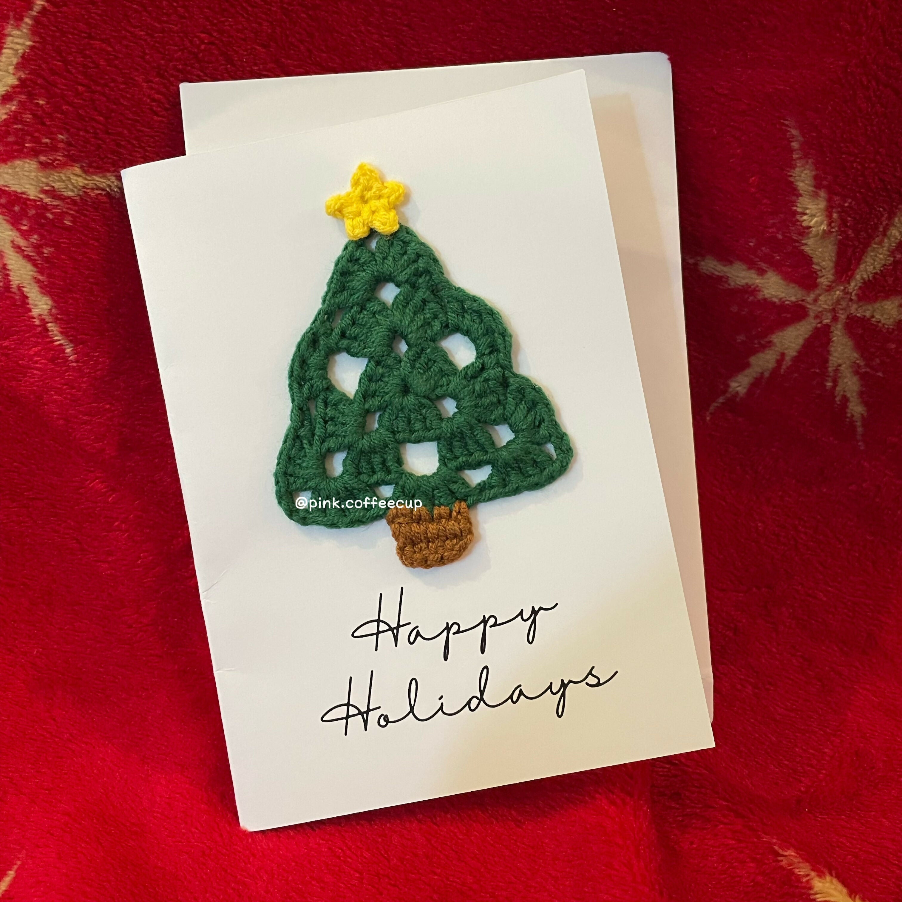 Crochet Handmade Christmas Card - Christmas Tree