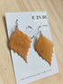 Stainless Steel Real Leaf Dangle Earrings