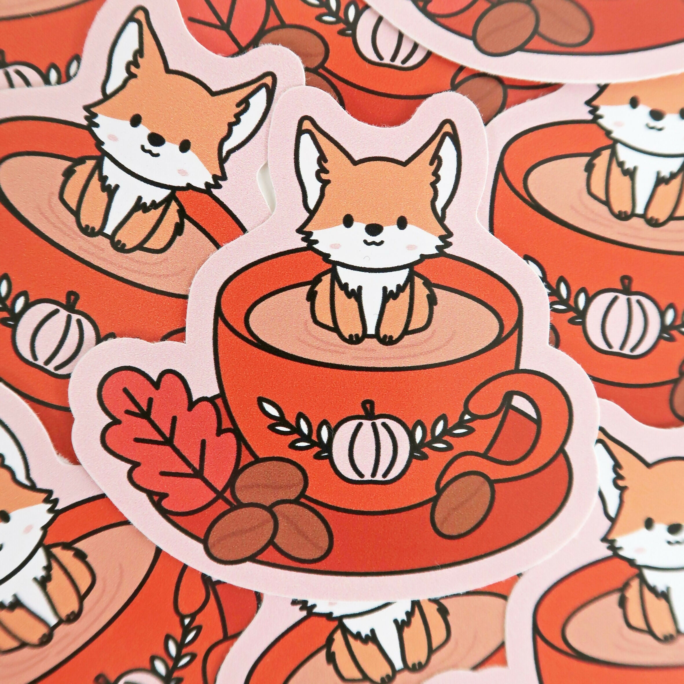 Fox Latte Die Cut Sticker