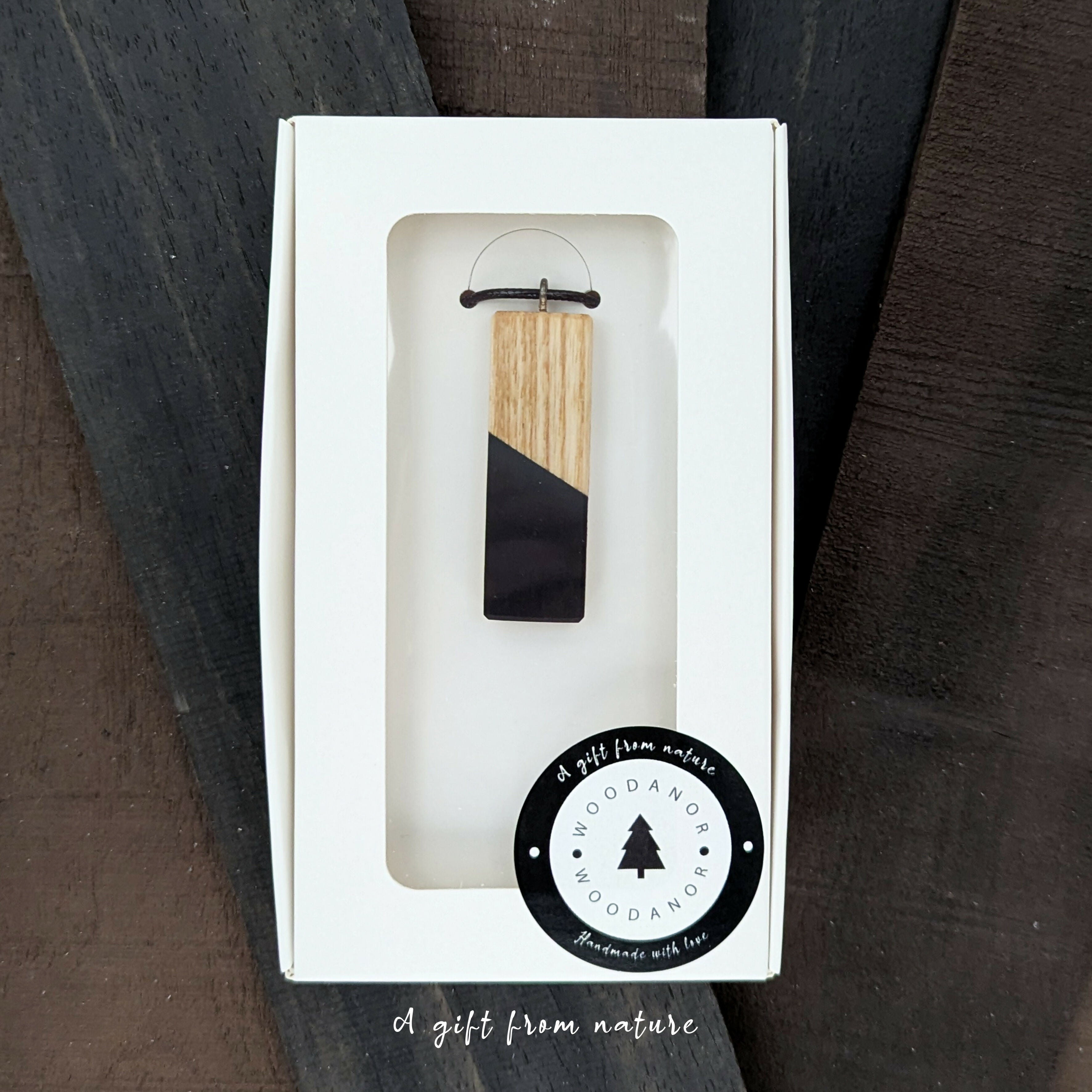 Two-Tone Wood Pendant Necklace