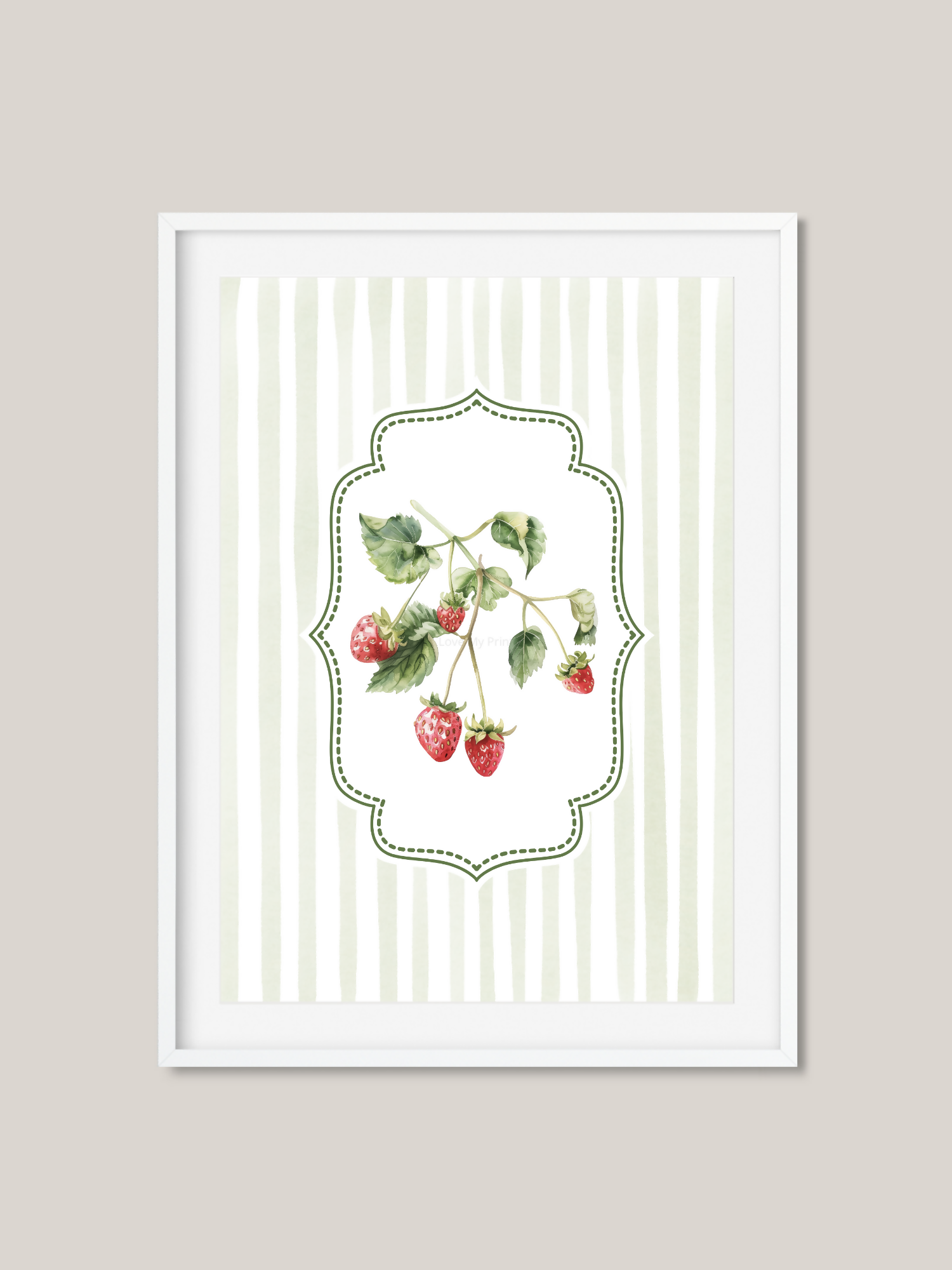 Striped Coquette Strawberry Art Print