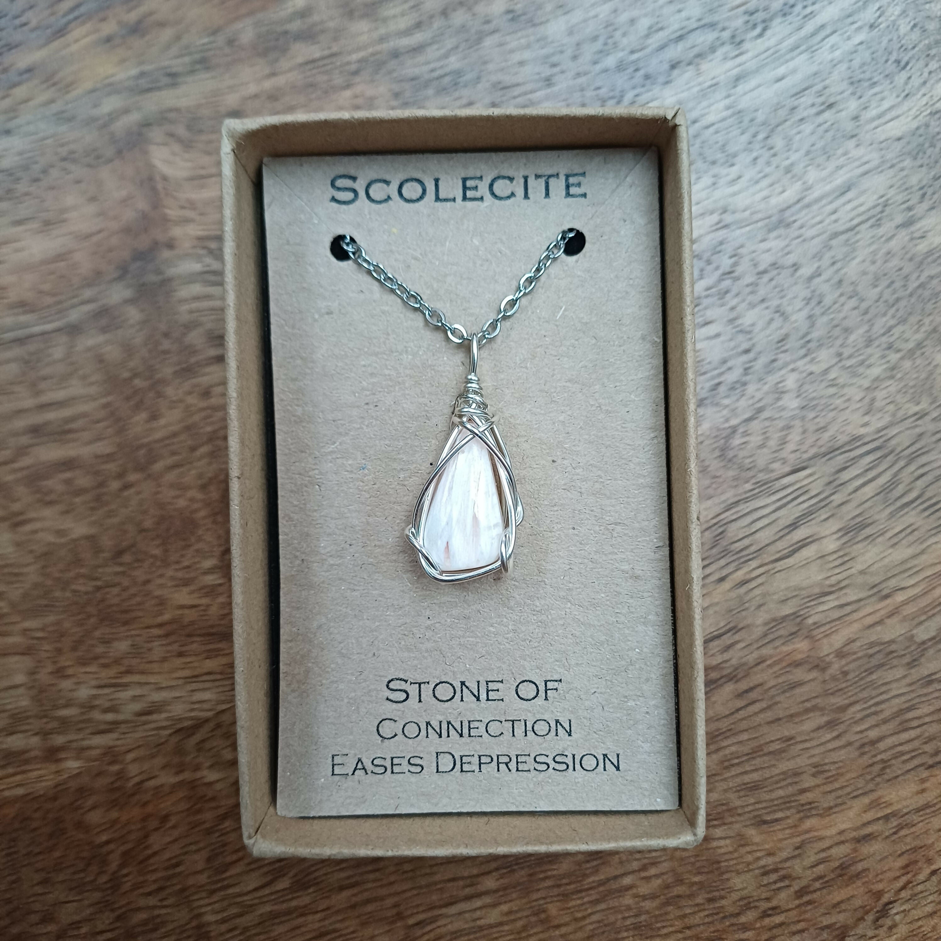Scolecite Wire Wrapped Pendant