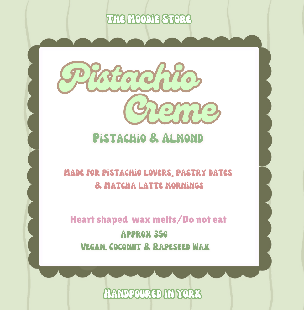 Pistachio Creme - Pistachio & Almond fragranced Heart Shaped Wax Melts