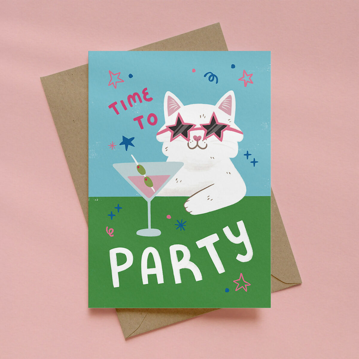 Time To Party Cat Greeting Card