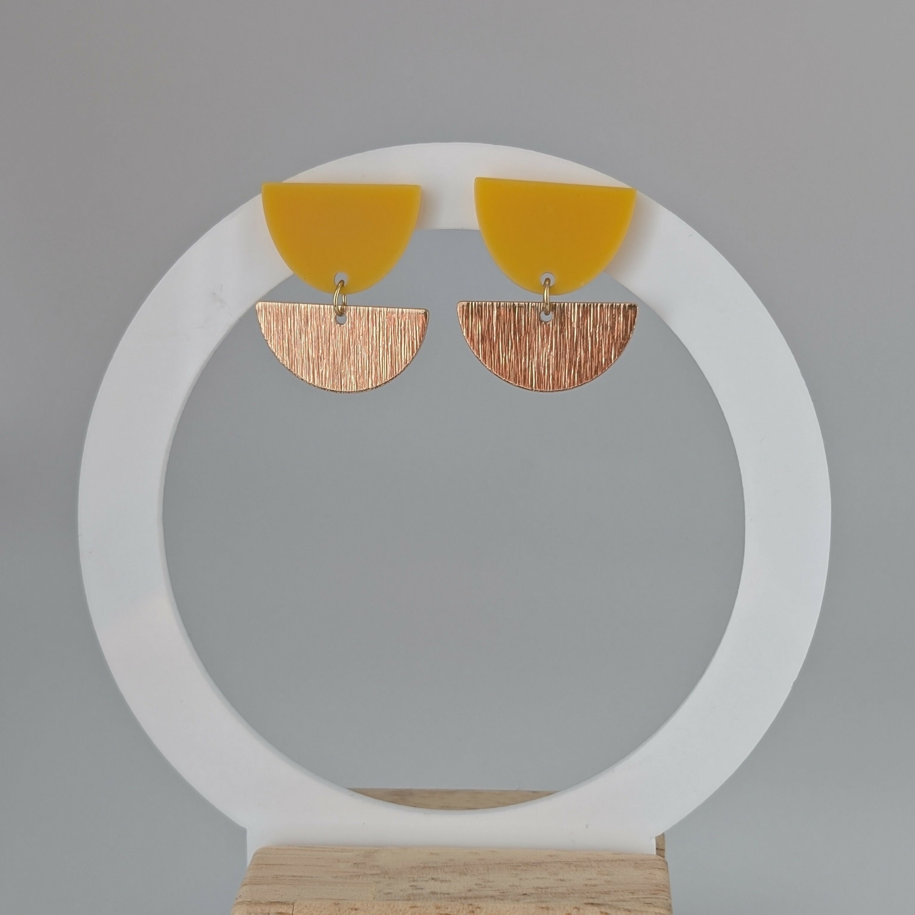 Sunny Yellow Tulip Geometric Earrings in Gold or Silver