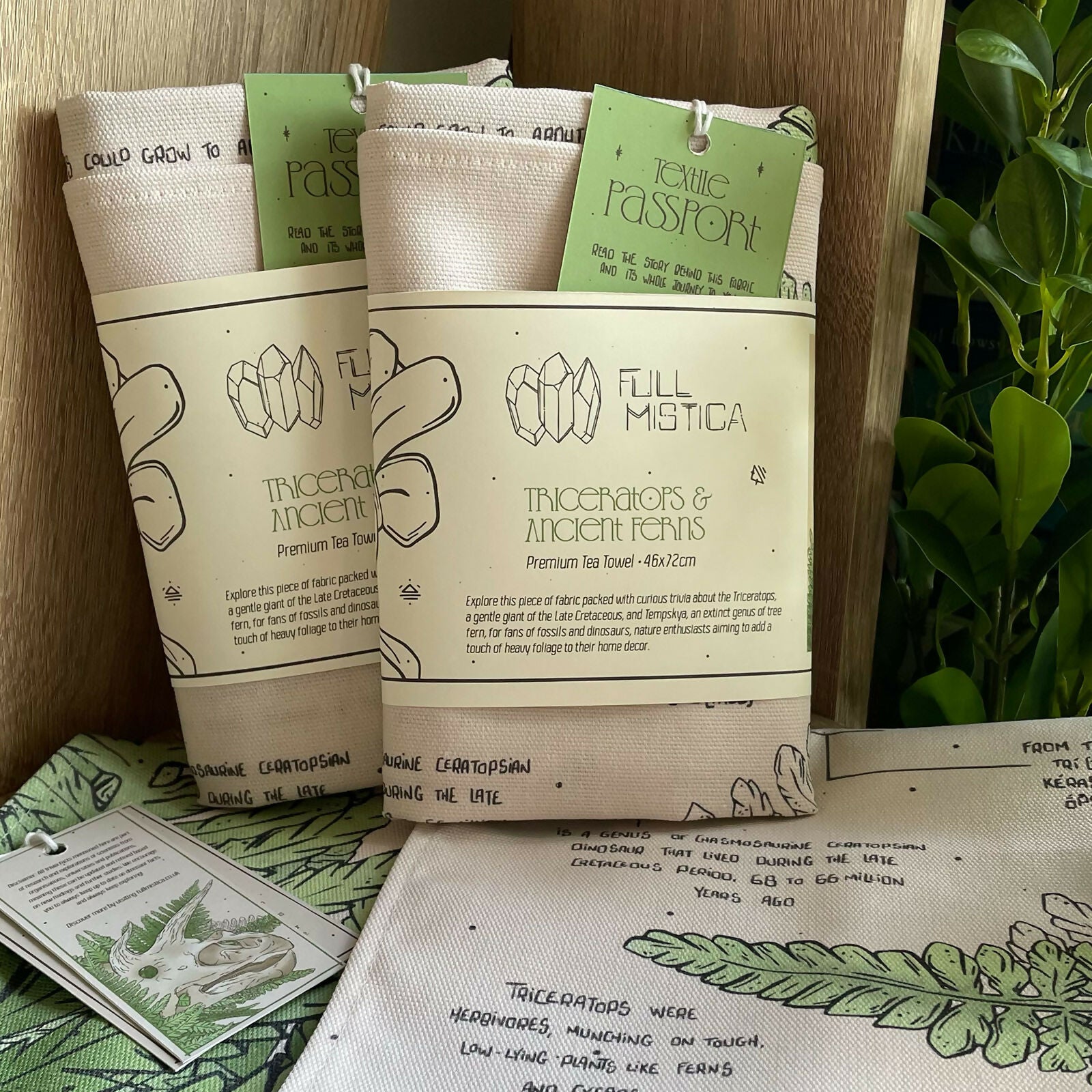 Triceratops & Ferns Compendium Tea Towel