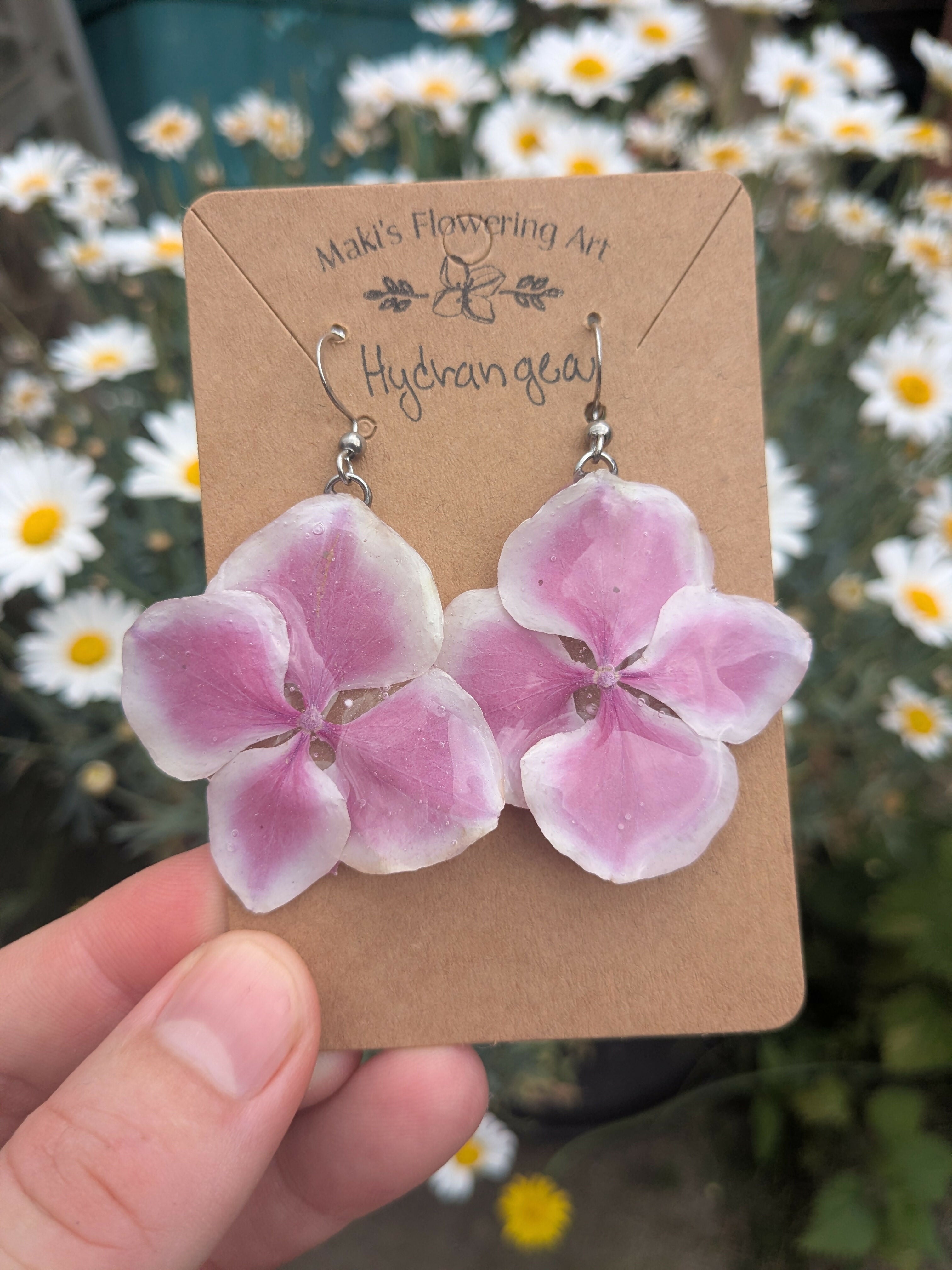 PINK & WHITE HYDRANGEA EARRINGS