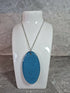 Unique Hand Crafted Double Sided Blue, Cyan, Ivory and Sand Large Oval Pendant - Wood and Resin