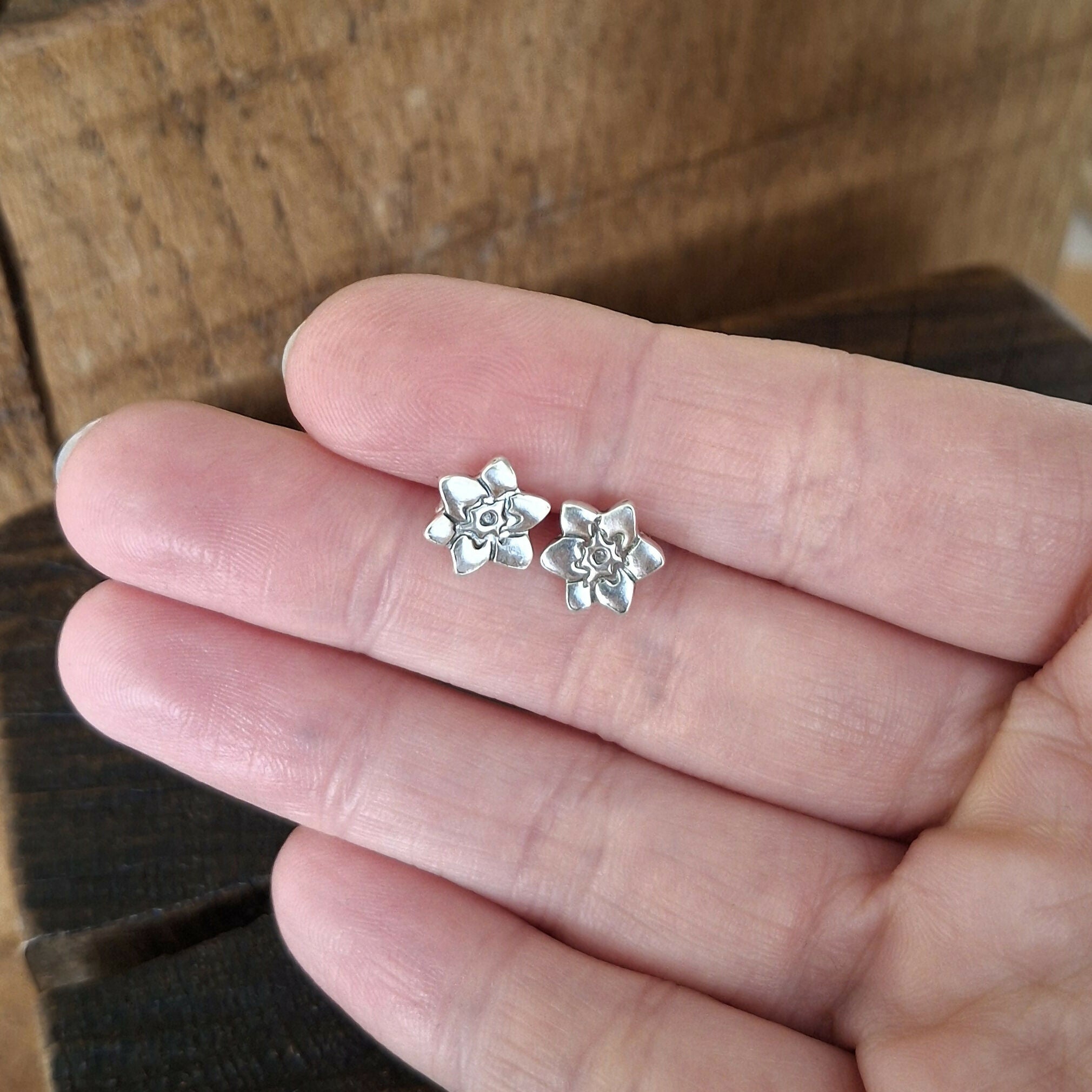Handmade Silver Flower Studs