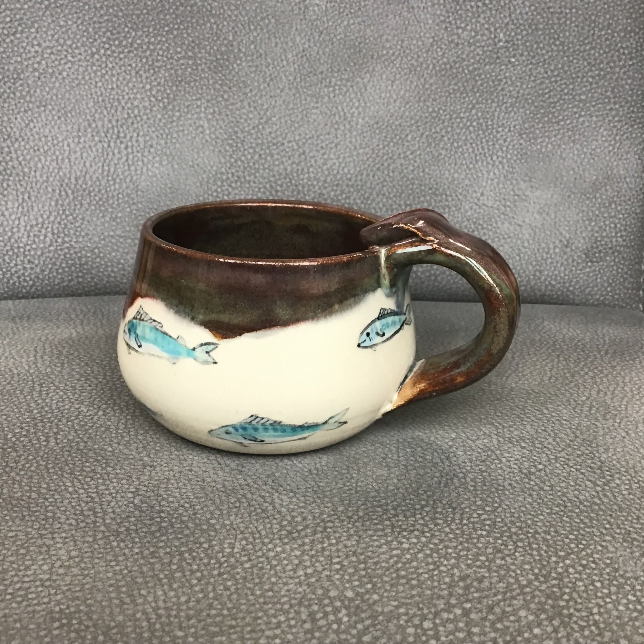 Stoneware Handpainted Fish Mug
