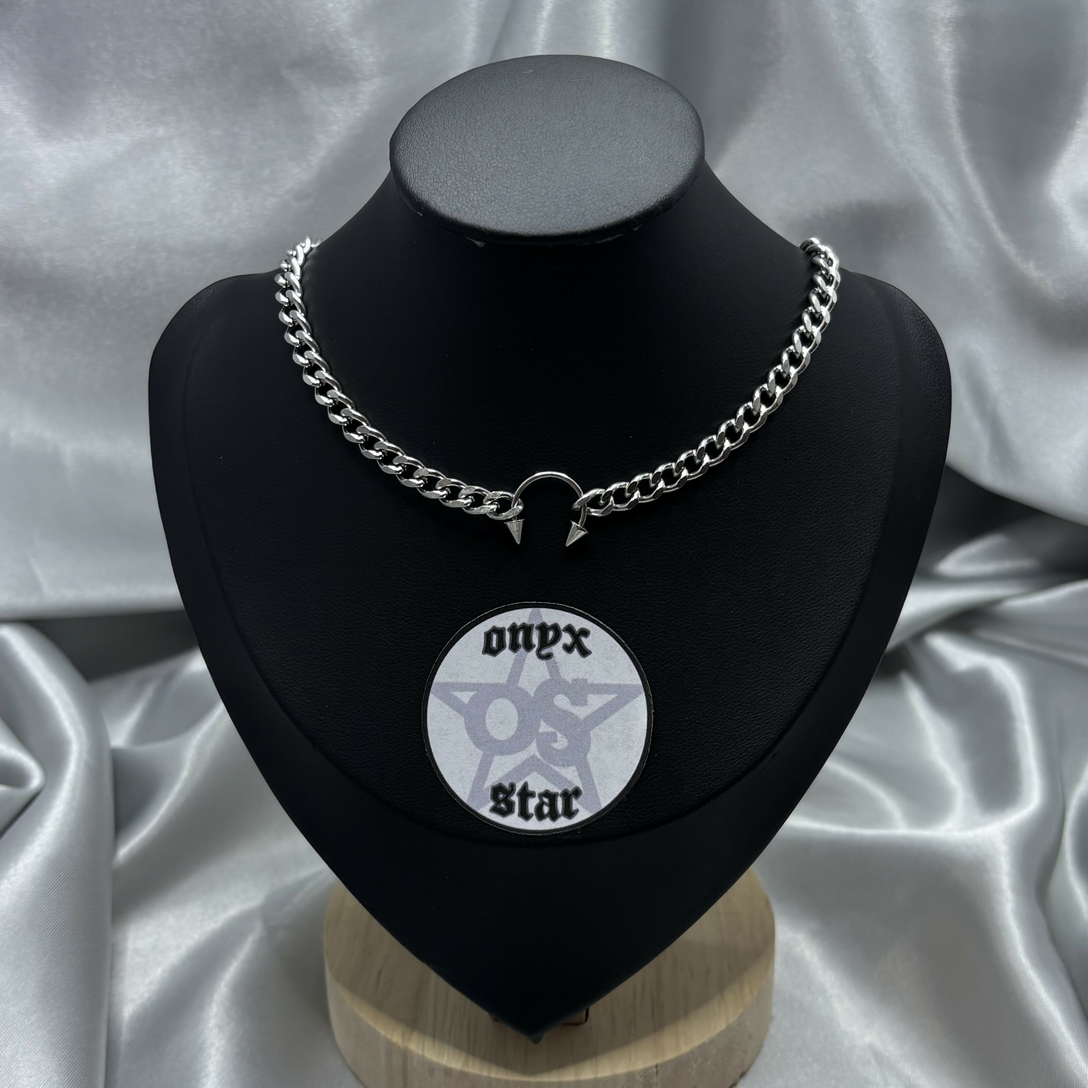 Spiked Horseshoe Thick Curb Necklace
