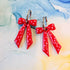 Handmade Red And Pink Dots Bows Resin Charms On Chunky Hoops