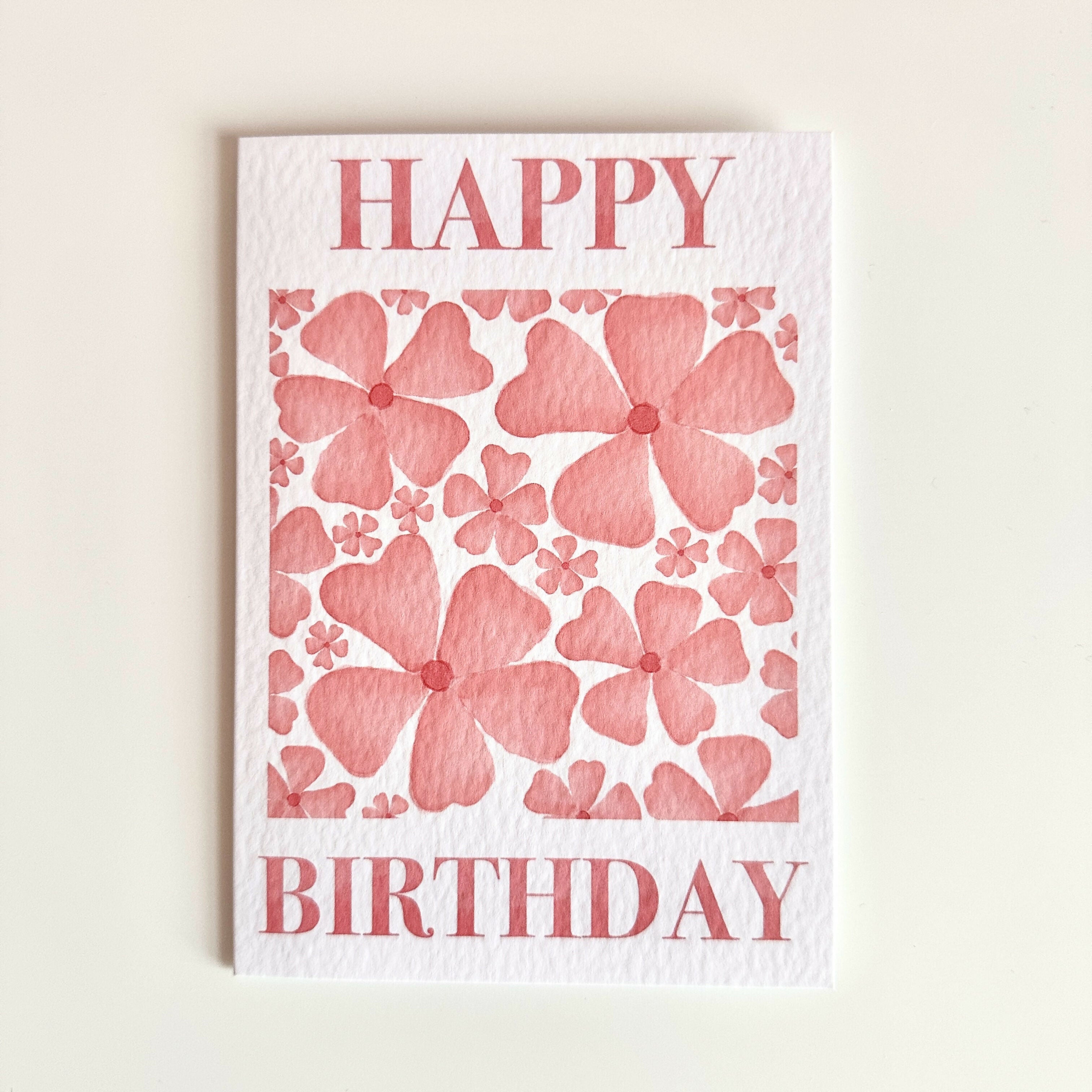 Red Floral Happy Birthday Card