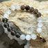 Handmade Smokey Quartz And Selenite Charm Stretch Bracelet