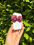 Large Floral Statement Earrings with Silver Bead Centre in Bordeaux