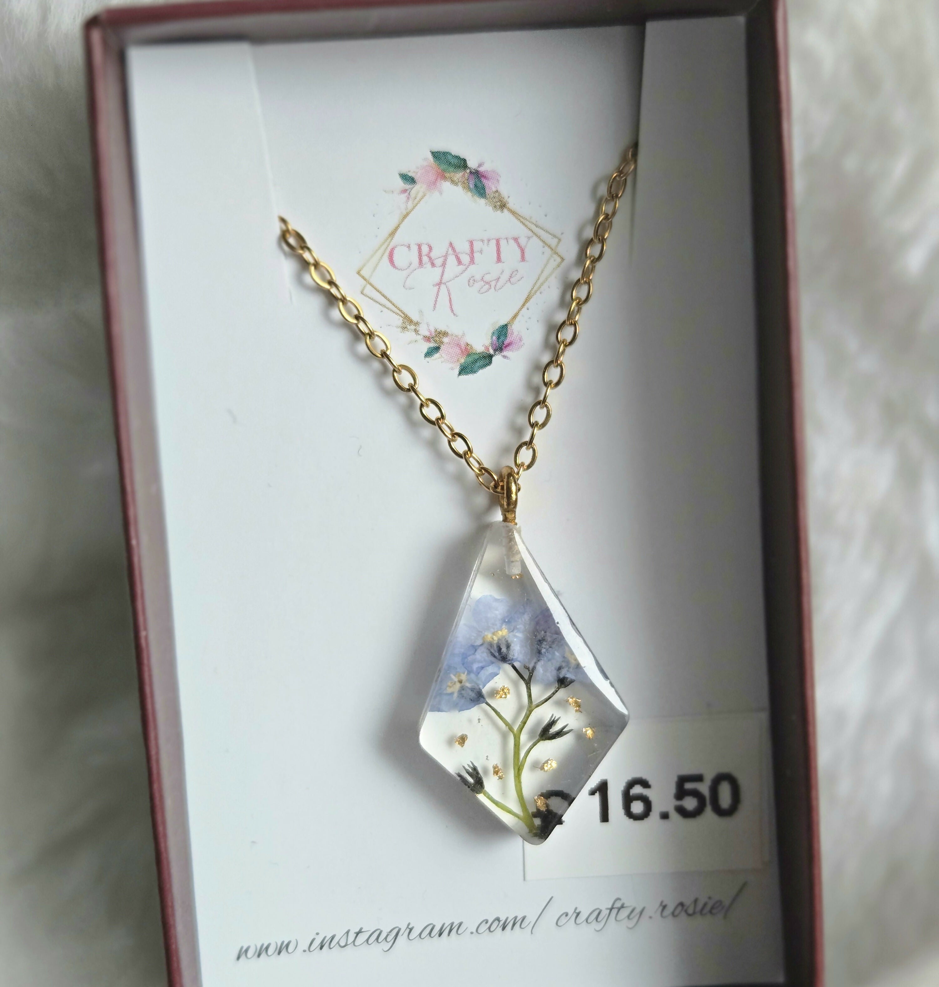 Stainless Steel Real Forget Me Not Flower Necklace