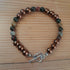 Tibetan Silver Toggle Catch Bracelet with Copper Hematite and Indian Agate.
