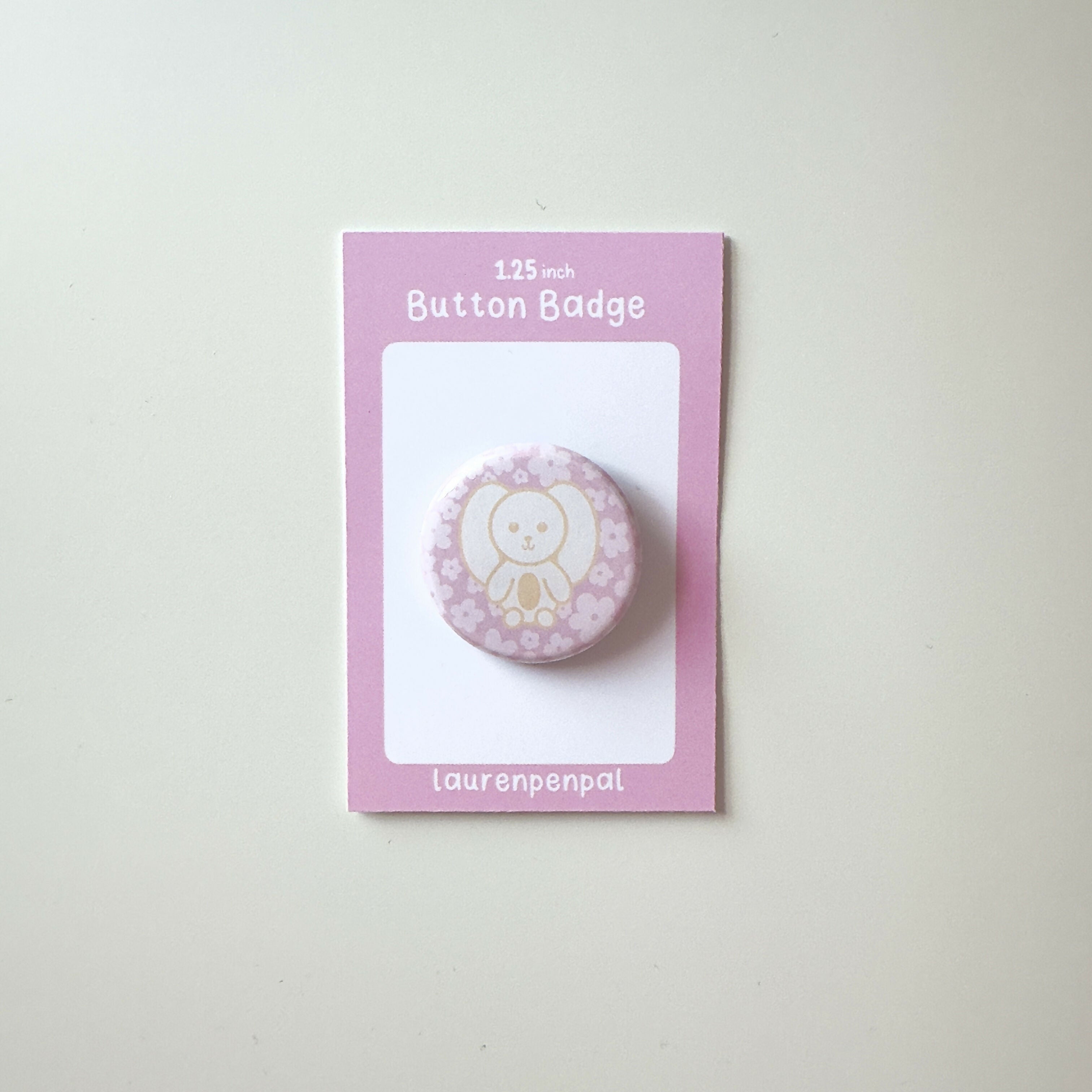 Bunny's Pink Floral Button Badge