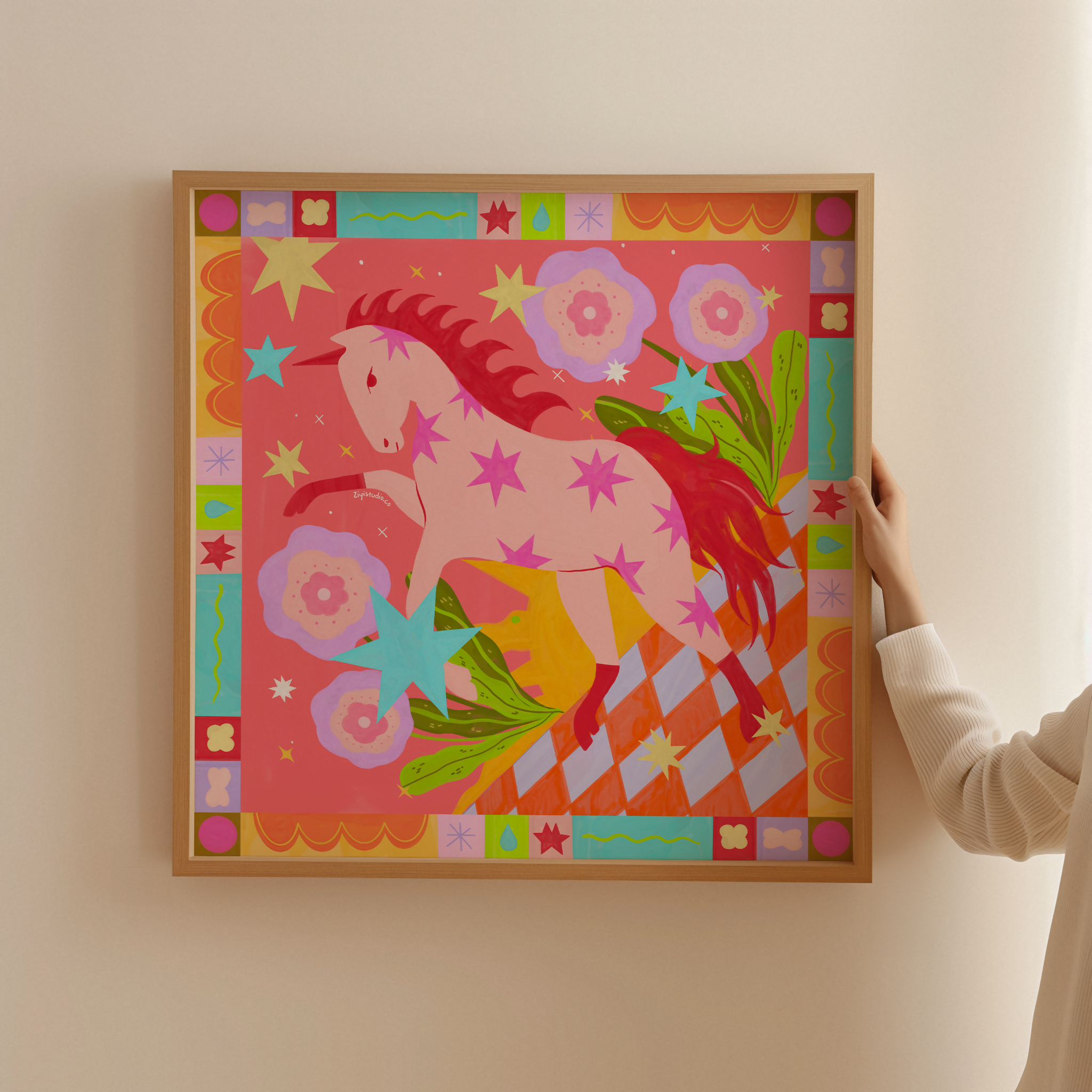 Stellar Pink Horse art print