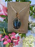 Dark Moss Agate Wire Wrapped Crystal Necklace on Sterling Silver Chain