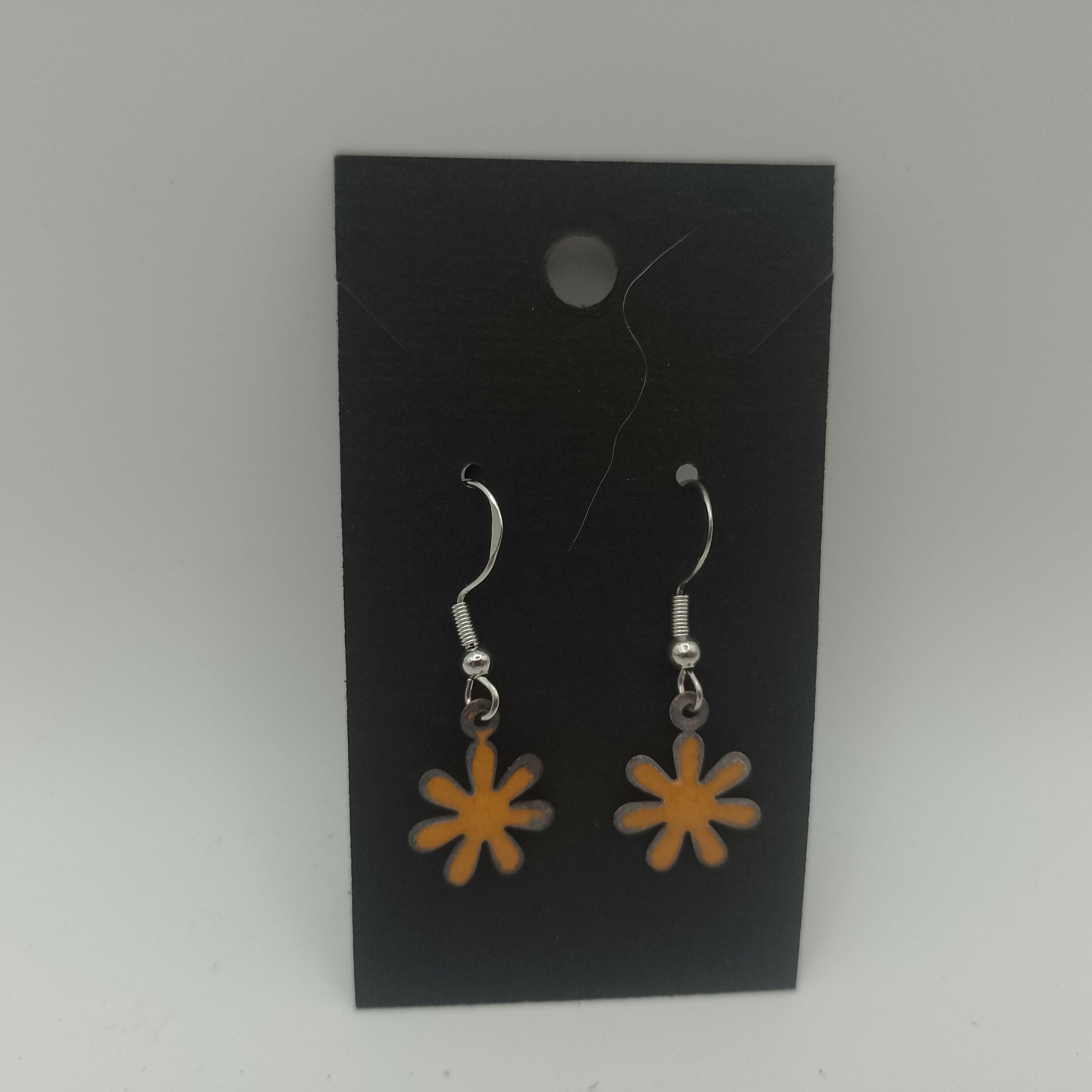 Yellow Enamel Flower Earrings