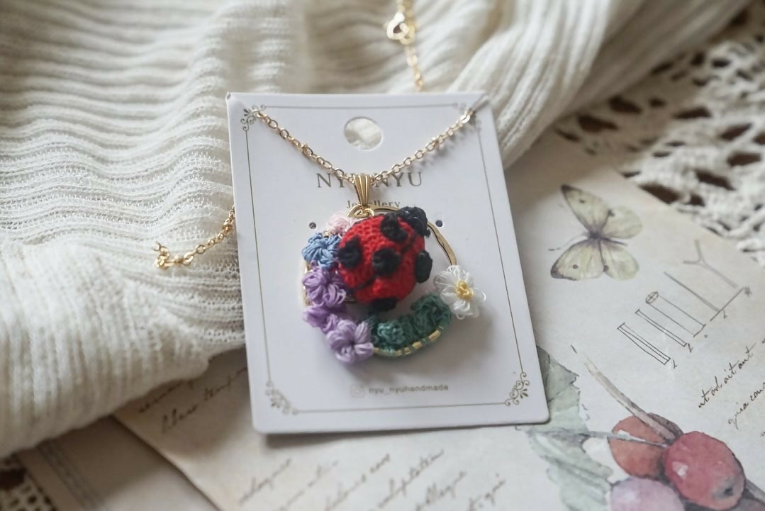 Ladybird Flower Garden Style Necklace