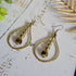 Tiger's Eye Raindrop Earrings; Gold Brass Wire Teardrop Crystal Boho Earrings